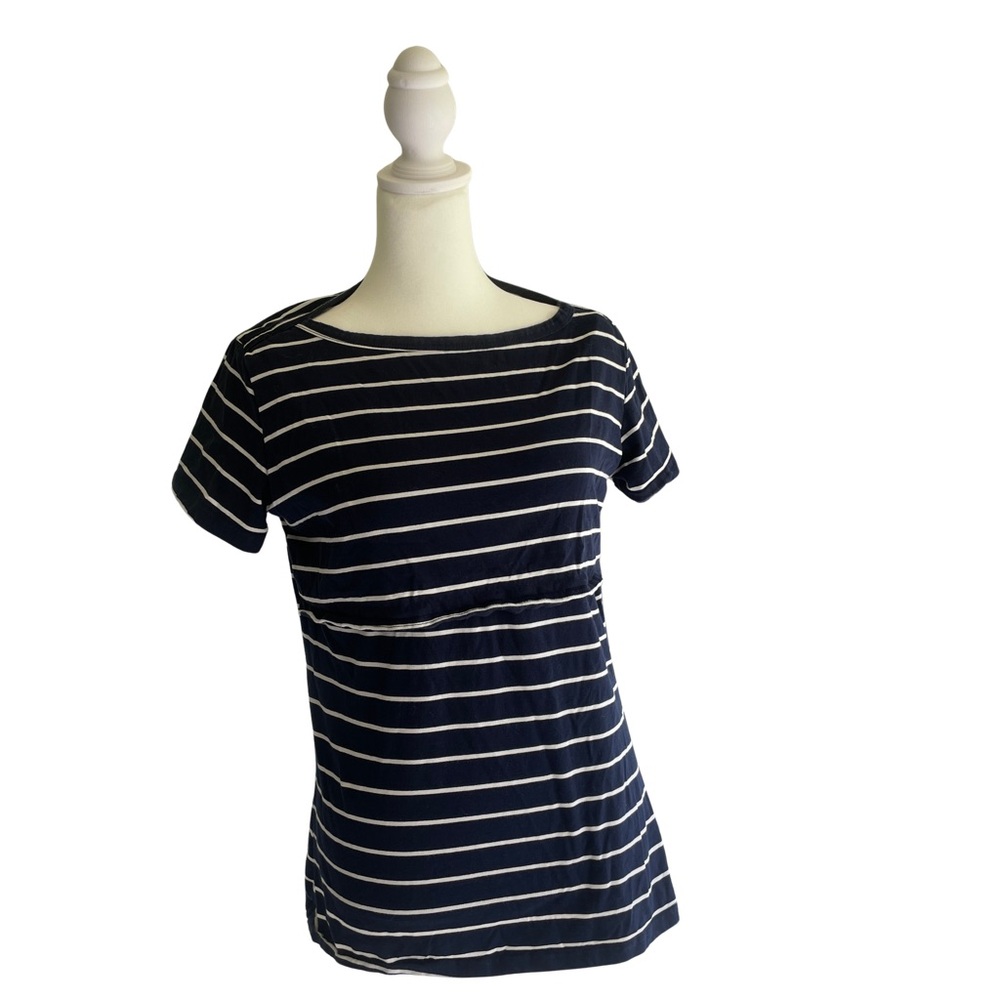 Navy and White Striped Short Sleeve Women’s nursing Top